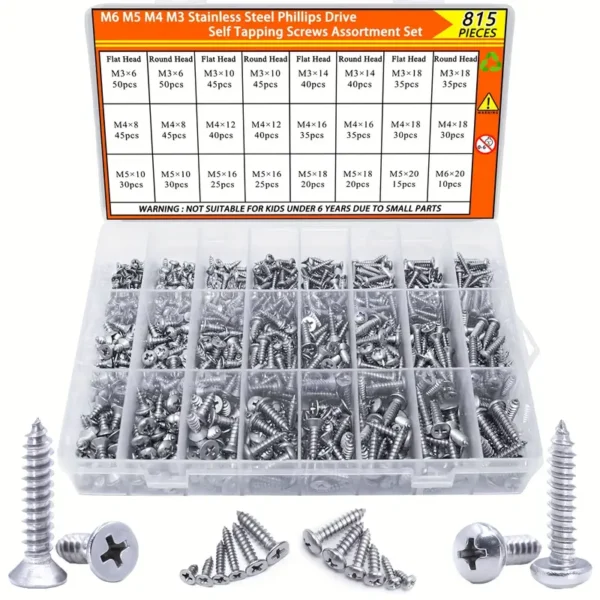 815pcs Stainless Steel Screw Assortment Kit